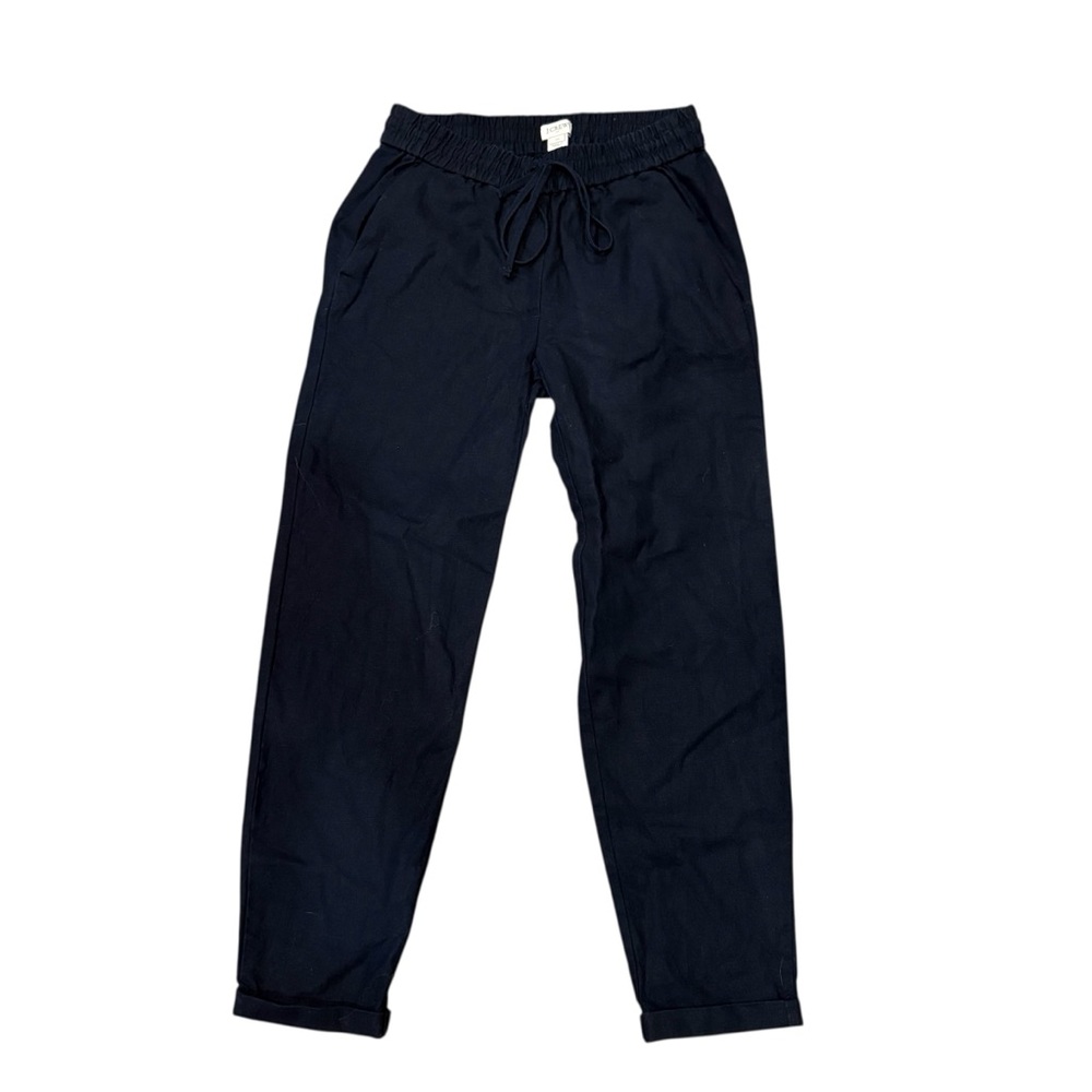 J.Crew Blue Linen Cotton Blend Drawstring Pants Womens 00 Pull On Travel Pant